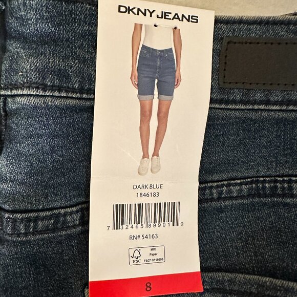 New DKNY Jeans Bermuda Shorts Women's Size 8 Blue Soft Stretch Fabric Coastal - Picture 1 of 15